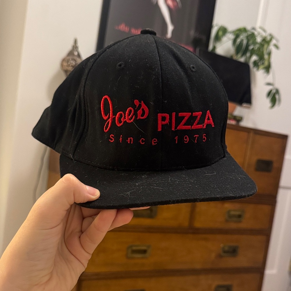 Joe's Pizza Black Snapback Hat with Red Embroidery